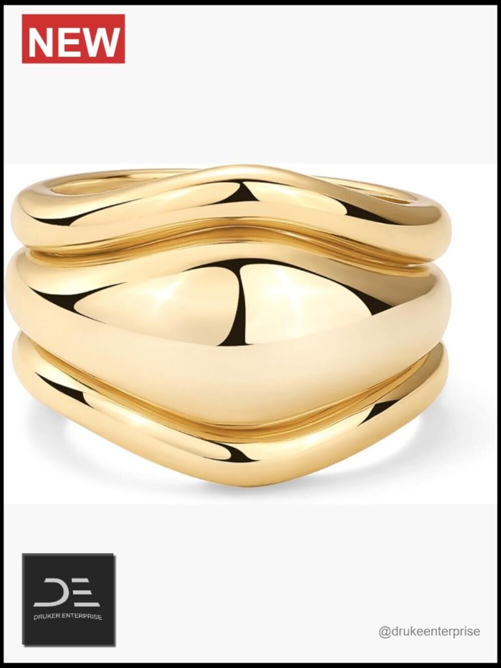 14K Gold Plated Chunky Stackable Rings Set with Cubic Zirconia